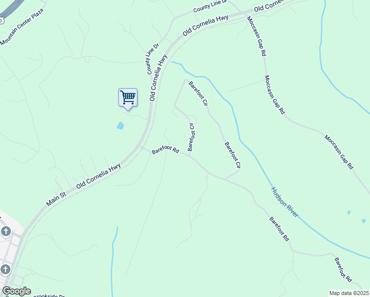 map of restaurants, bars, coffee shops, grocery stores, and more near 111 Barefoot Circle in Lula