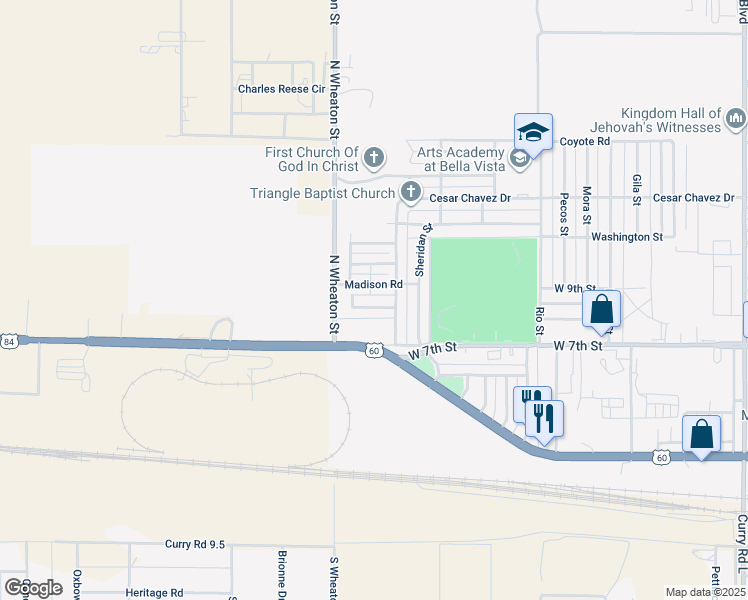 map of restaurants, bars, coffee shops, grocery stores, and more near 3900 Weston Street in Clovis