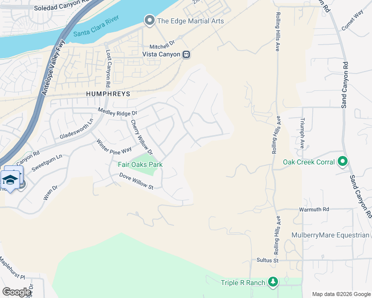 map of restaurants, bars, coffee shops, grocery stores, and more near 17018 Silk Tree Way in Santa Clarita