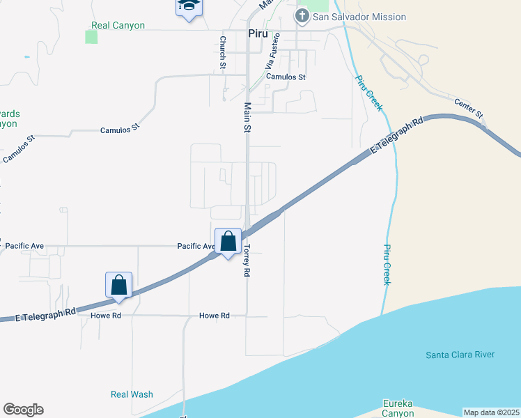 map of restaurants, bars, coffee shops, grocery stores, and more near 3924 Savannah Lane in Piru