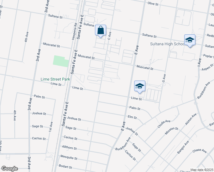 map of restaurants, bars, coffee shops, grocery stores, and more near 8561 C Avenue in Hesperia