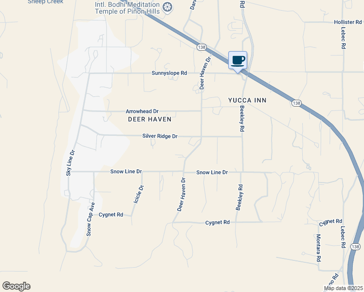 map of restaurants, bars, coffee shops, grocery stores, and more near 3050 Silver Ridge Drive in Pinon Hills