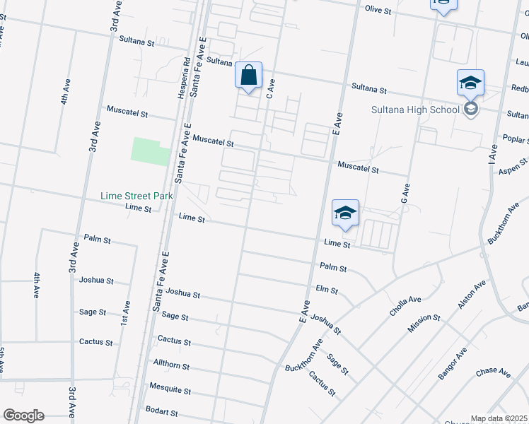 map of restaurants, bars, coffee shops, grocery stores, and more near 8561 C Avenue in Hesperia