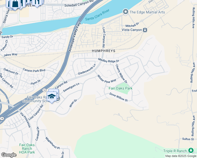 map of restaurants, bars, coffee shops, grocery stores, and more near 27155 Cherry Laurel Place in Los Angeles County
