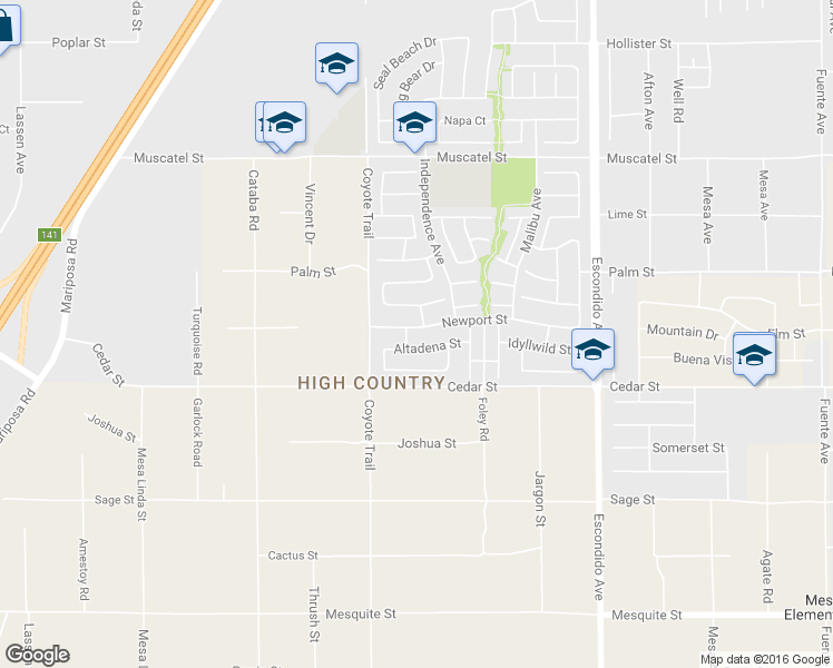 map of restaurants, bars, coffee shops, grocery stores, and more near 12973 Newport Street in Hesperia