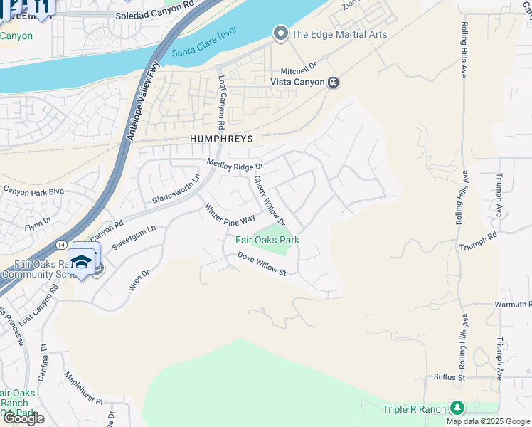 map of restaurants, bars, coffee shops, grocery stores, and more near 27111 Brown Oaks Way in Los Angeles County