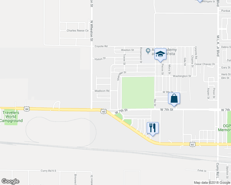 map of restaurants, bars, coffee shops, grocery stores, and more near 3500 Sheridan Street in Clovis