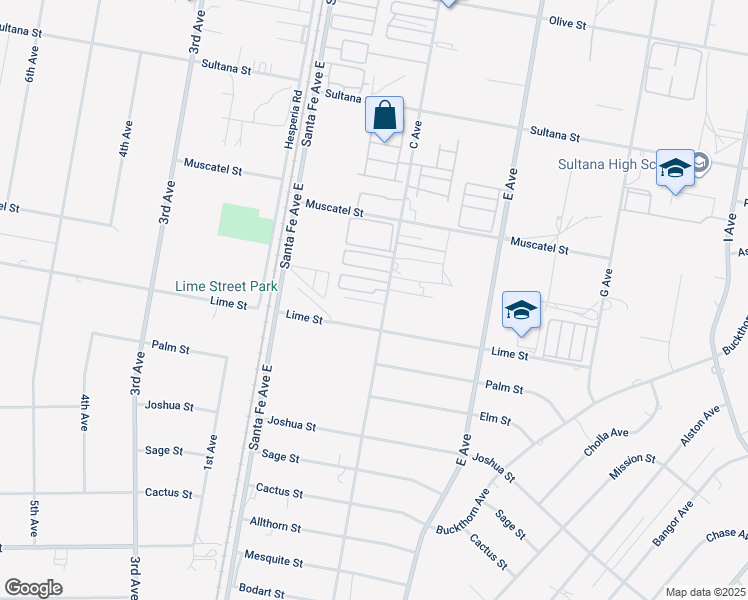 map of restaurants, bars, coffee shops, grocery stores, and more near 8562 C Avenue in Hesperia