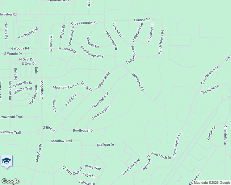 map of restaurants, bars, coffee shops, grocery stores, and more near 2891 Silver Dollar Street in Navajo County