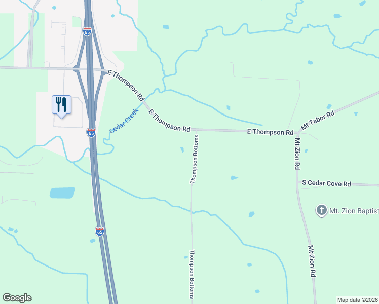map of restaurants, bars, coffee shops, grocery stores, and more near 247 East Thompson Road in Hartselle