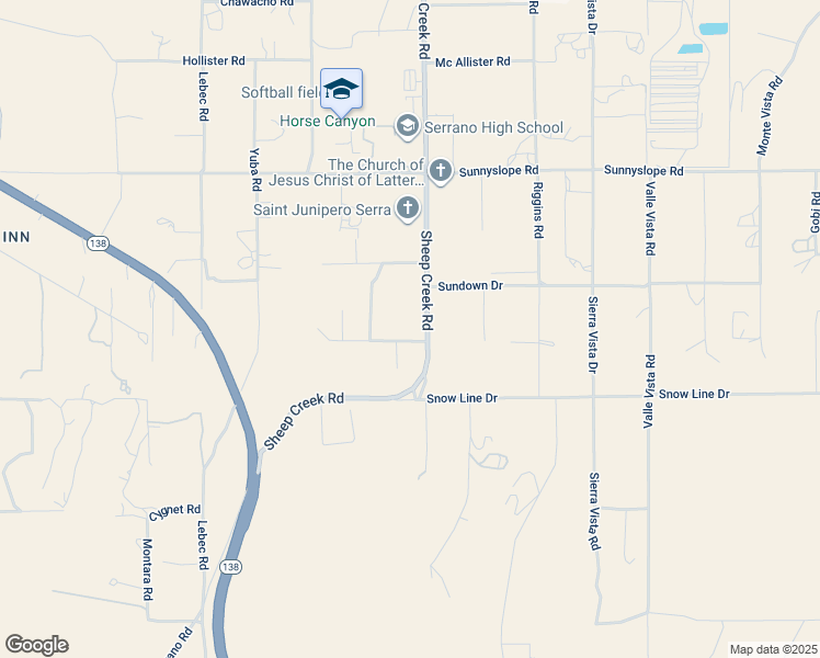 map of restaurants, bars, coffee shops, grocery stores, and more near Sheep Creek Road in Phelan