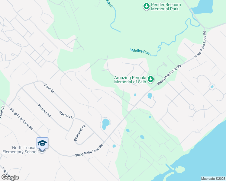 map of restaurants, bars, coffee shops, grocery stores, and more near 2229 Sloop Point Loop Road in Hampstead