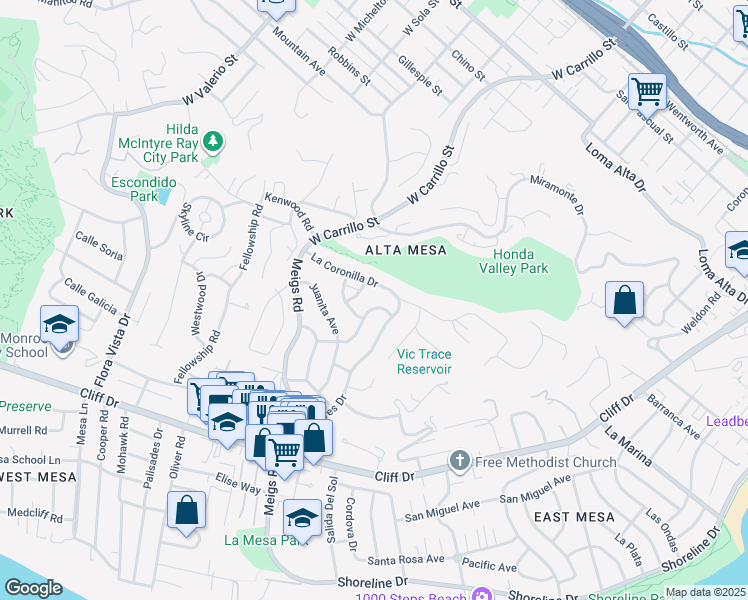 map of restaurants, bars, coffee shops, grocery stores, and more near 815 Roberto Ave in Santa Barbara