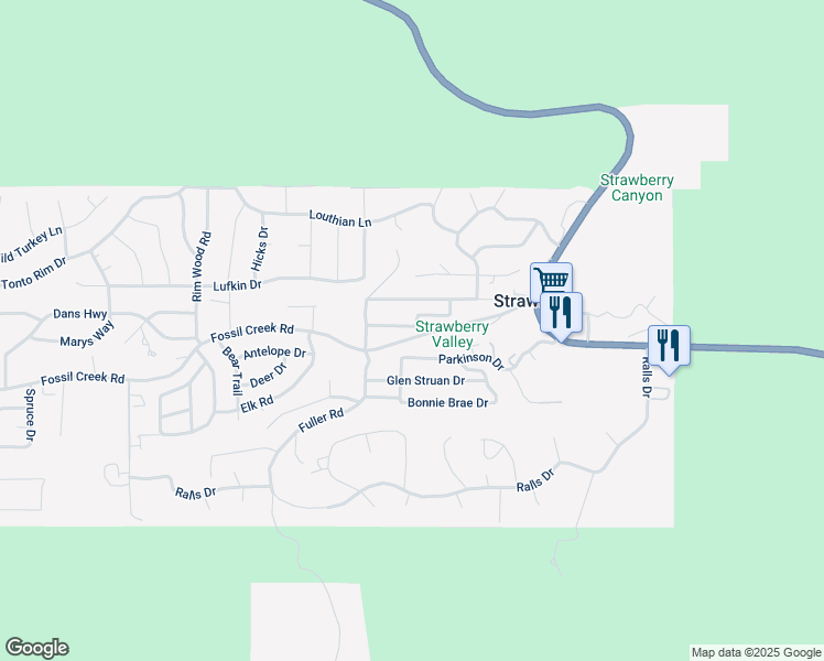 map of restaurants, bars, coffee shops, grocery stores, and more near 8250 Fossil Creek Road in Pine