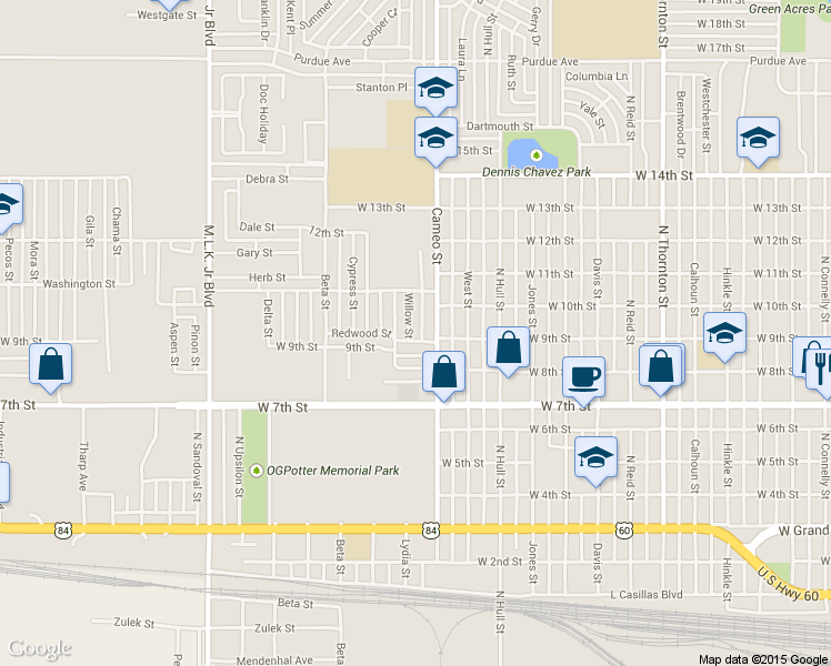 map of restaurants, bars, coffee shops, grocery stores, and more near 901 Willow Street in Clovis