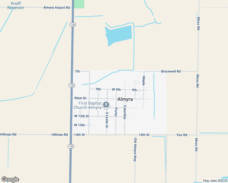 map of restaurants, bars, coffee shops, grocery stores, and more near 111 North Porter Street in Almyra