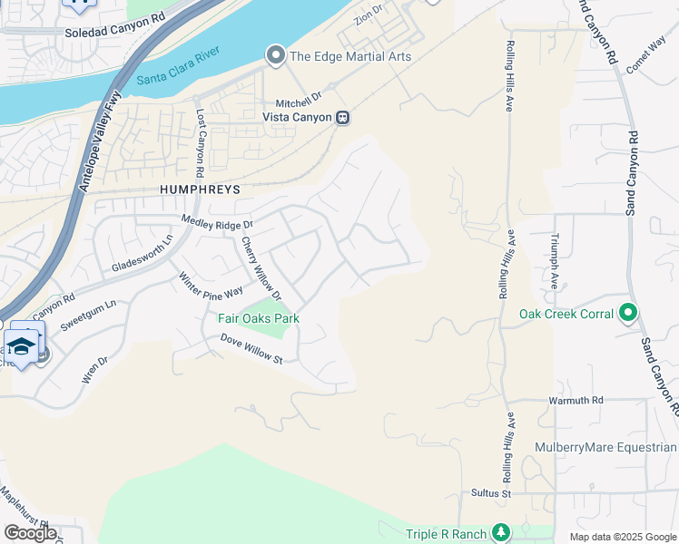 map of restaurants, bars, coffee shops, grocery stores, and more near 17018 Silk Tree Way in Santa Clarita