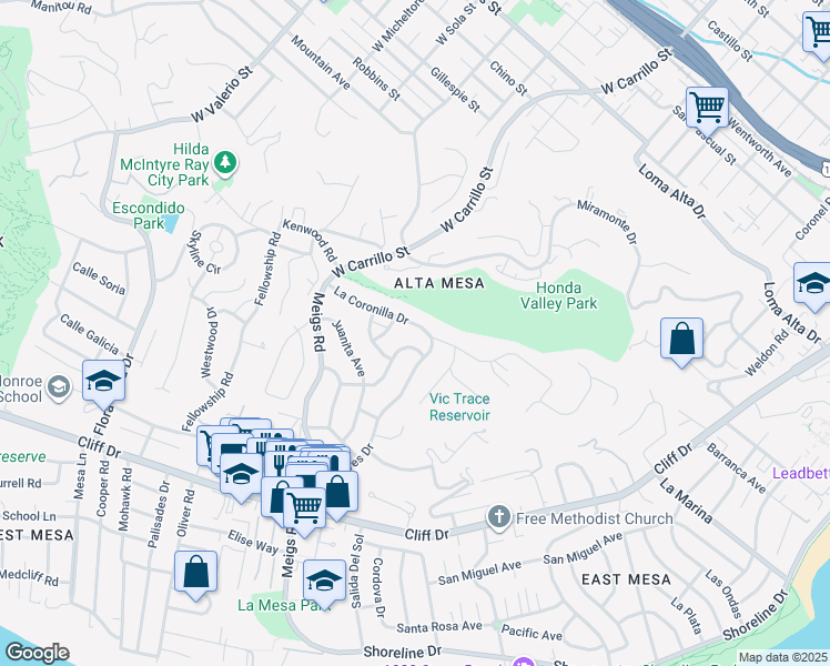 map of restaurants, bars, coffee shops, grocery stores, and more near 815 Roberto Avenue in Santa Barbara