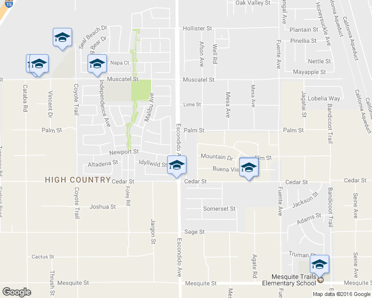 map of restaurants, bars, coffee shops, grocery stores, and more near 8500 Escondido Avenue in Hesperia