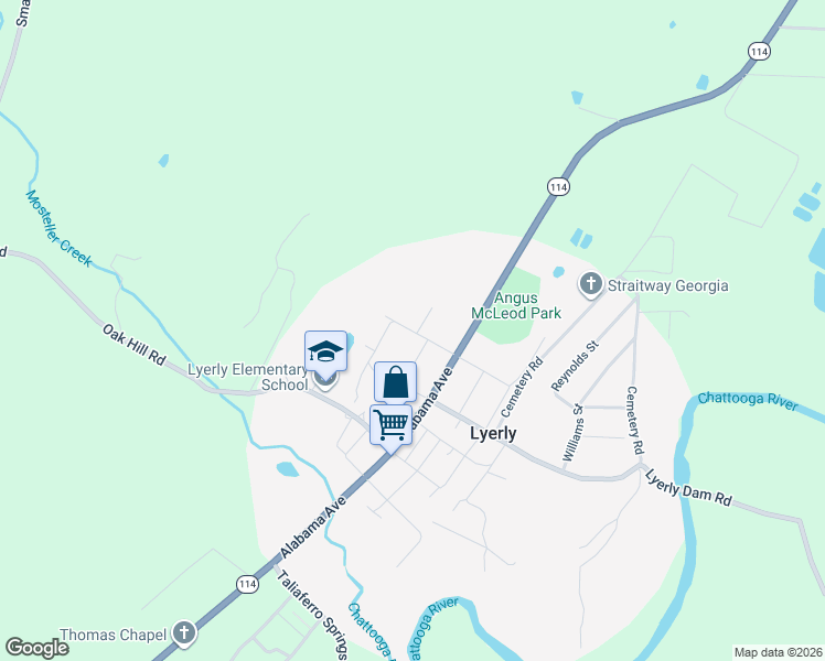 map of restaurants, bars, coffee shops, grocery stores, and more near 27 McLeod St in Lyerly
