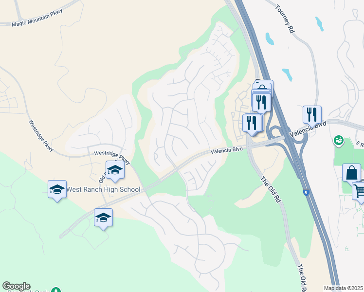 map of restaurants, bars, coffee shops, grocery stores, and more near 26825 Greenleaf Court in Stevenson Ranch