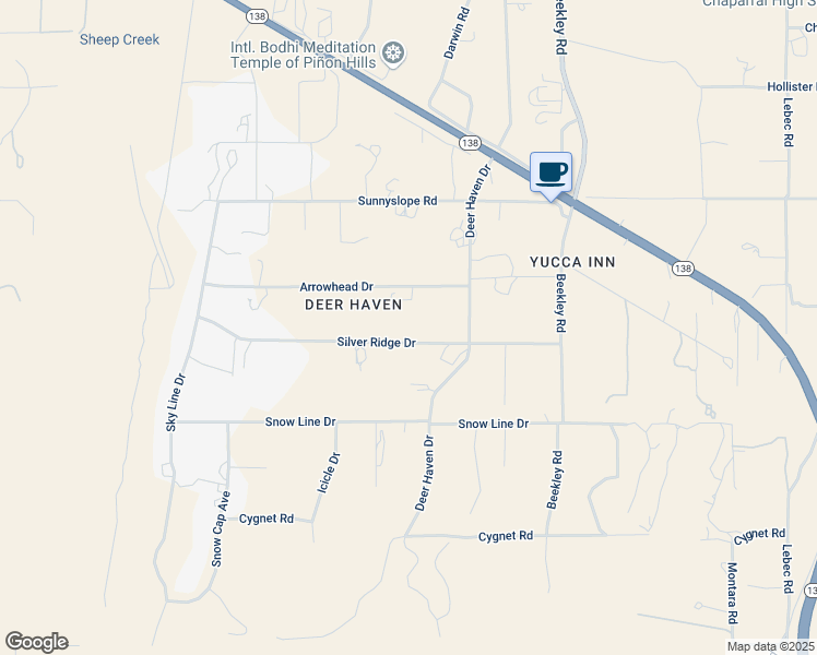 map of restaurants, bars, coffee shops, grocery stores, and more near 3010 Silver Ridge Drive in Pinon Hills