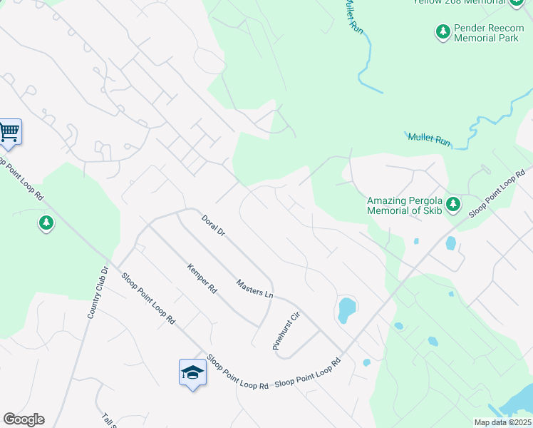 map of restaurants, bars, coffee shops, grocery stores, and more near 1052 Topsail Greens Drive in Hampstead