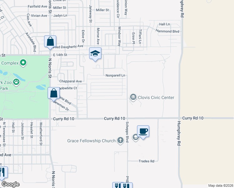 map of restaurants, bars, coffee shops, grocery stores, and more near 709 Almond Tree Lane in Clovis