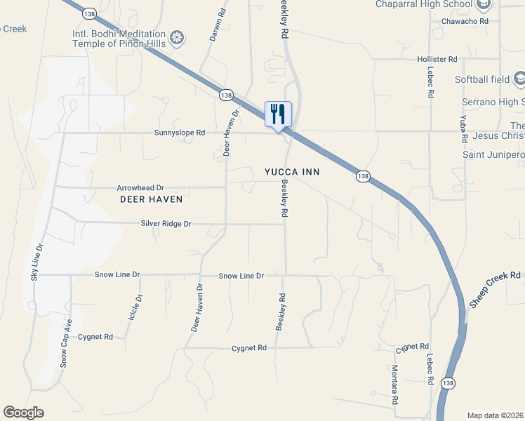 map of restaurants, bars, coffee shops, grocery stores, and more near 8728 Beekley Road in Pinon Hills