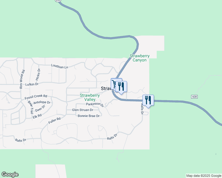 map of restaurants, bars, coffee shops, grocery stores, and more near in Strawberry
