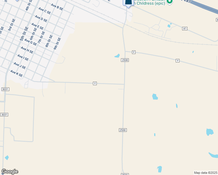 map of restaurants, bars, coffee shops, grocery stores, and more near 789 Farm to Market Road 2530 in Childress