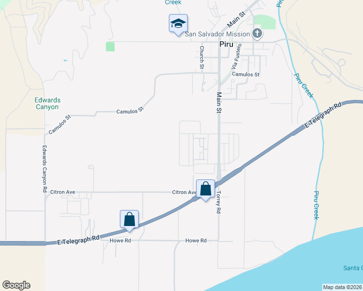 map of restaurants, bars, coffee shops, grocery stores, and more near 204 Citron Avenue in Piru