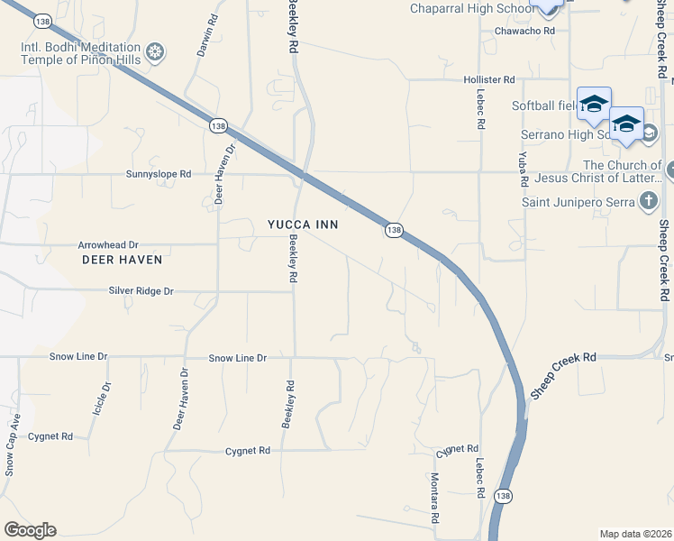 map of restaurants, bars, coffee shops, grocery stores, and more near 3401 Quail Road in Pinon Hills