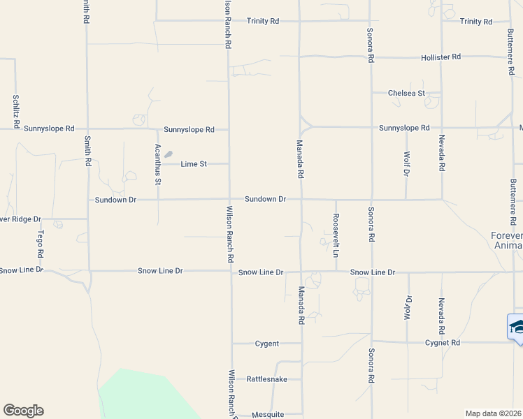 map of restaurants, bars, coffee shops, grocery stores, and more near 6591 Sundown Drive in Phelan
