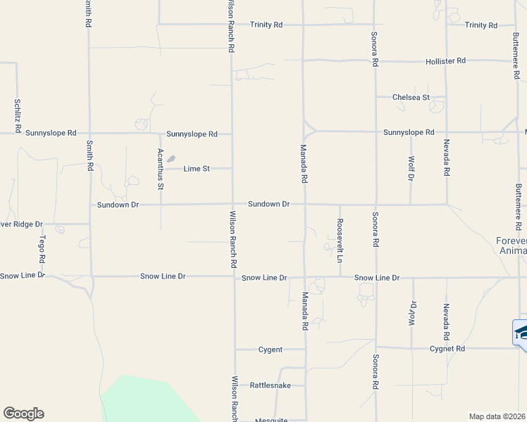 map of restaurants, bars, coffee shops, grocery stores, and more near 6591 Sundown Drive in Phelan