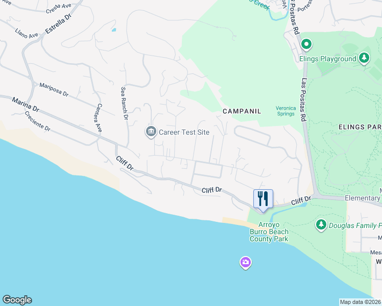 map of restaurants, bars, coffee shops, grocery stores, and more near 415 Yankee Farm Road in Santa Barbara