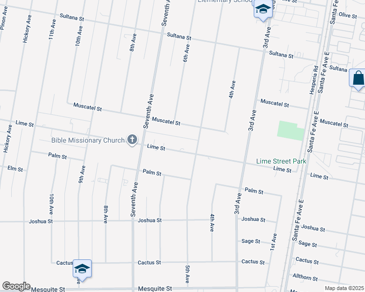 map of restaurants, bars, coffee shops, grocery stores, and more near 15936 Lime Street in Hesperia