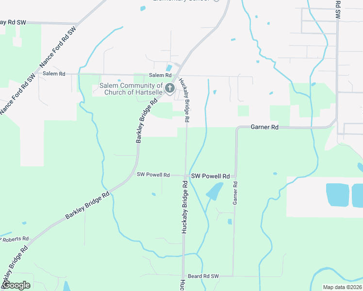 map of restaurants, bars, coffee shops, grocery stores, and more near 3177 Huckaby Bridge Road in Hartselle