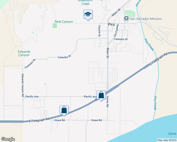 map of restaurants, bars, coffee shops, grocery stores, and more near 192 Citron Avenue in Piru