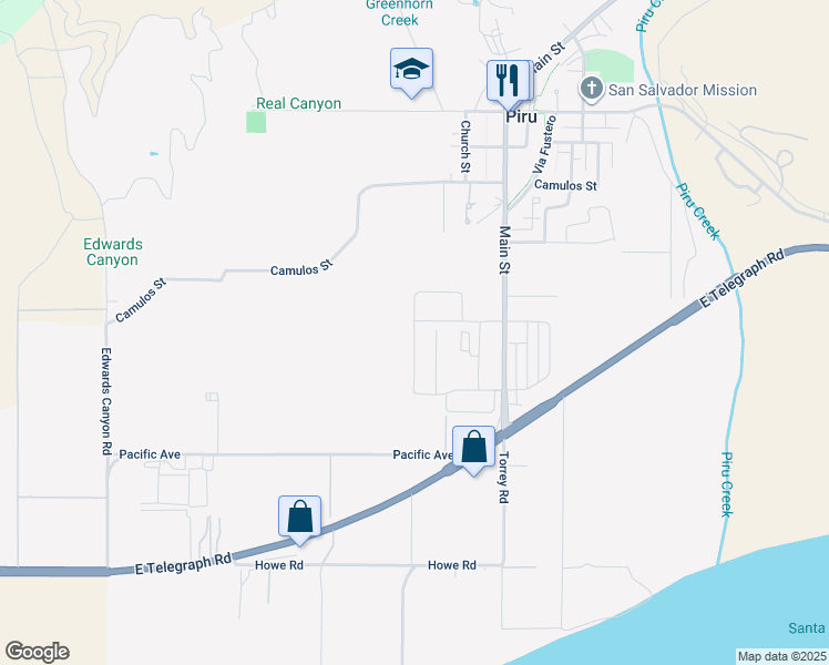 map of restaurants, bars, coffee shops, grocery stores, and more near 192 Citron Avenue in Piru