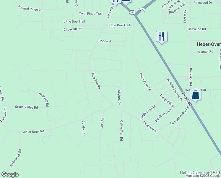 map of restaurants, bars, coffee shops, grocery stores, and more near 2005 Sunset Trail in Heber-Overgaard