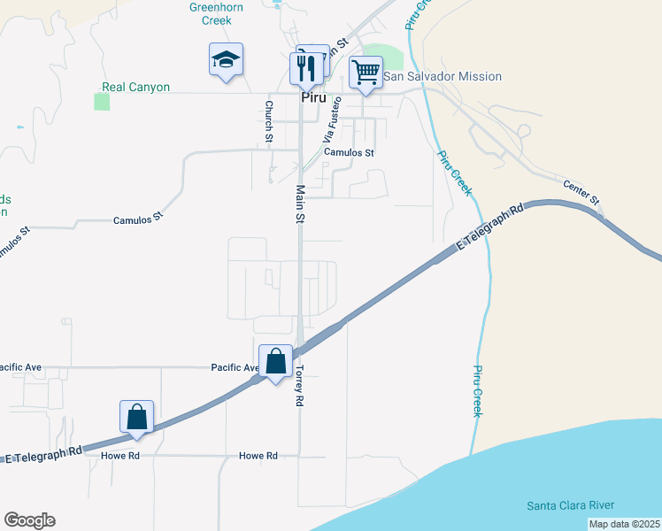 map of restaurants, bars, coffee shops, grocery stores, and more near 3997 Savannah Lane in Fillmore