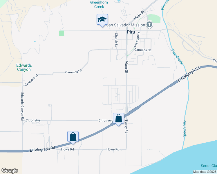 map of restaurants, bars, coffee shops, grocery stores, and more near 217 Murcott Avenue in Piru
