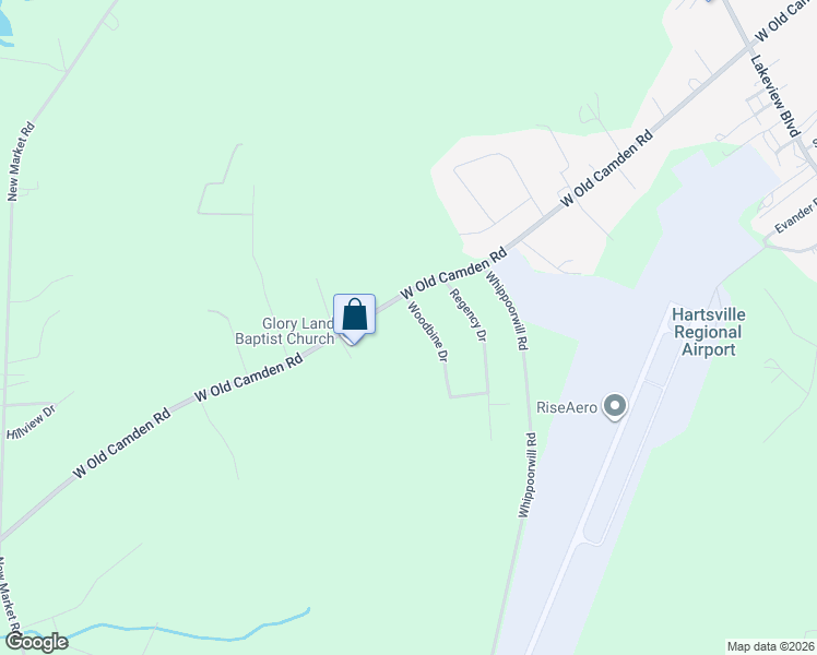 map of restaurants, bars, coffee shops, grocery stores, and more near 1852 Woodbine Drive in Hartsville