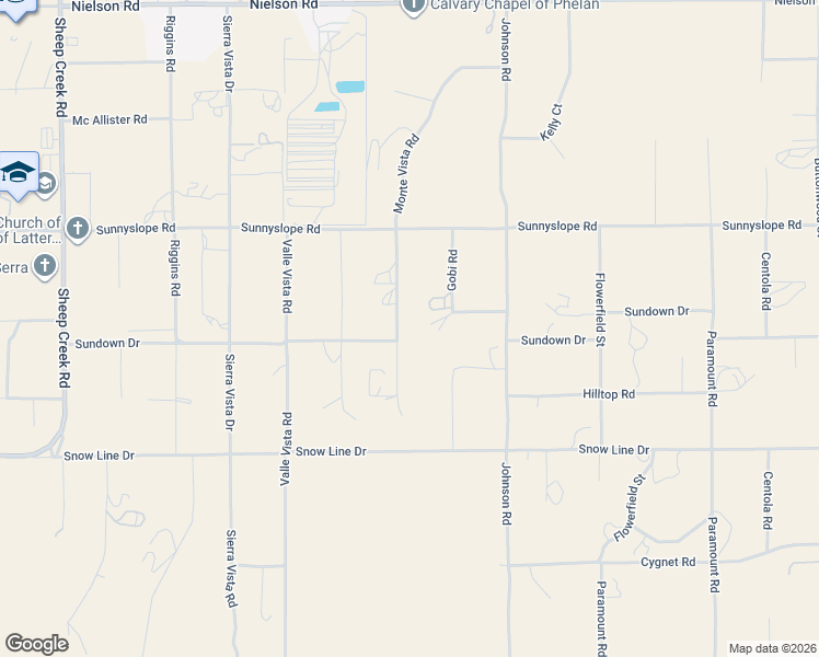 map of restaurants, bars, coffee shops, grocery stores, and more near 8725 Monte Vista Road in Phelan