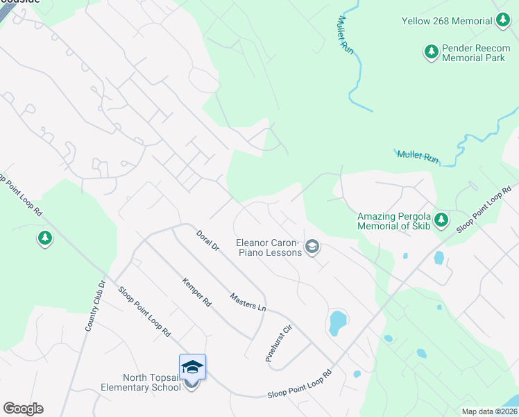 map of restaurants, bars, coffee shops, grocery stores, and more near 1050 Topsail Greens Drive in Hampstead