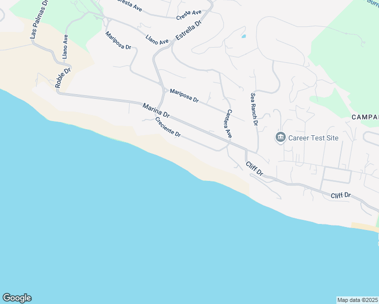 map of restaurants, bars, coffee shops, grocery stores, and more near 4145 Creciente Drive in Santa Barbara