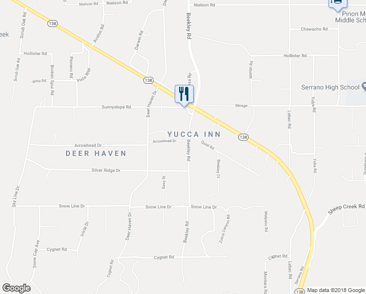 map of restaurants, bars, coffee shops, grocery stores, and more near 8728 Beekley Road in Pinon Hills