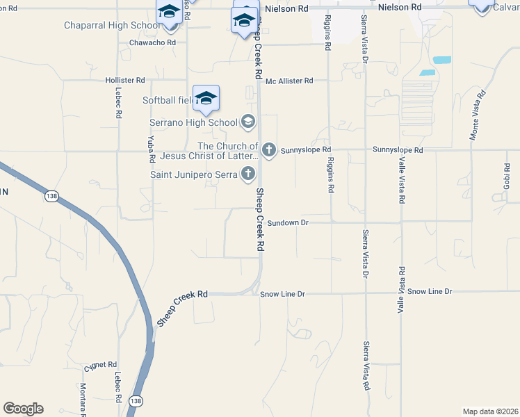 map of restaurants, bars, coffee shops, grocery stores, and more near Arrowhead Road in Phelan