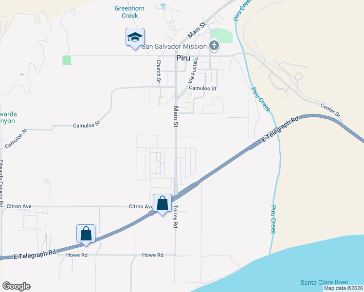 map of restaurants, bars, coffee shops, grocery stores, and more near 4000 Shannon Lane in Piru